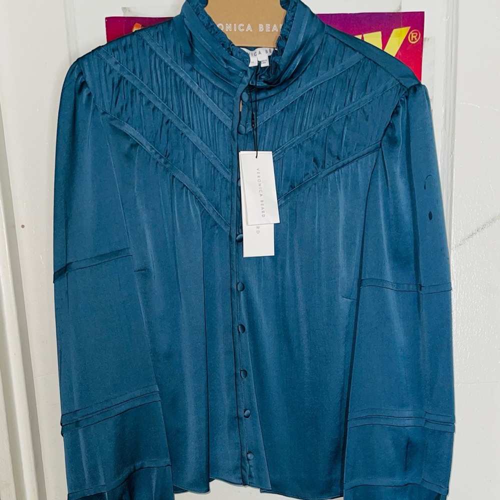 Veronica beard Argonne blouse dark slate size 14